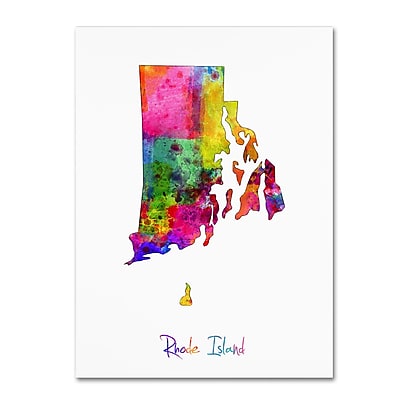 Trademark Fine Art "Rhode Island Map" Canvas Art by Michael Tompsett