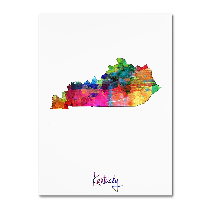 Trademark Fine Art ''Kentucky Map'' by Michael Tompsett 24" x 32" Canvas Art (MT0691-C2432GG) image 1