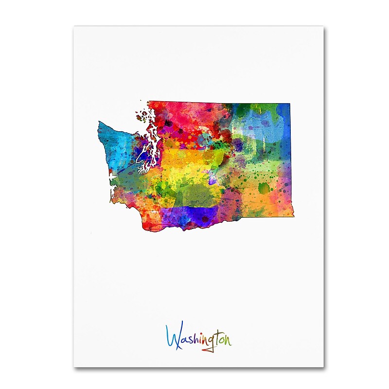 Trademark Fine Art ''Washington Map'' by Michael Tompsett 24" x 32" Canvas Art (MT0692-C2432GG) image 1