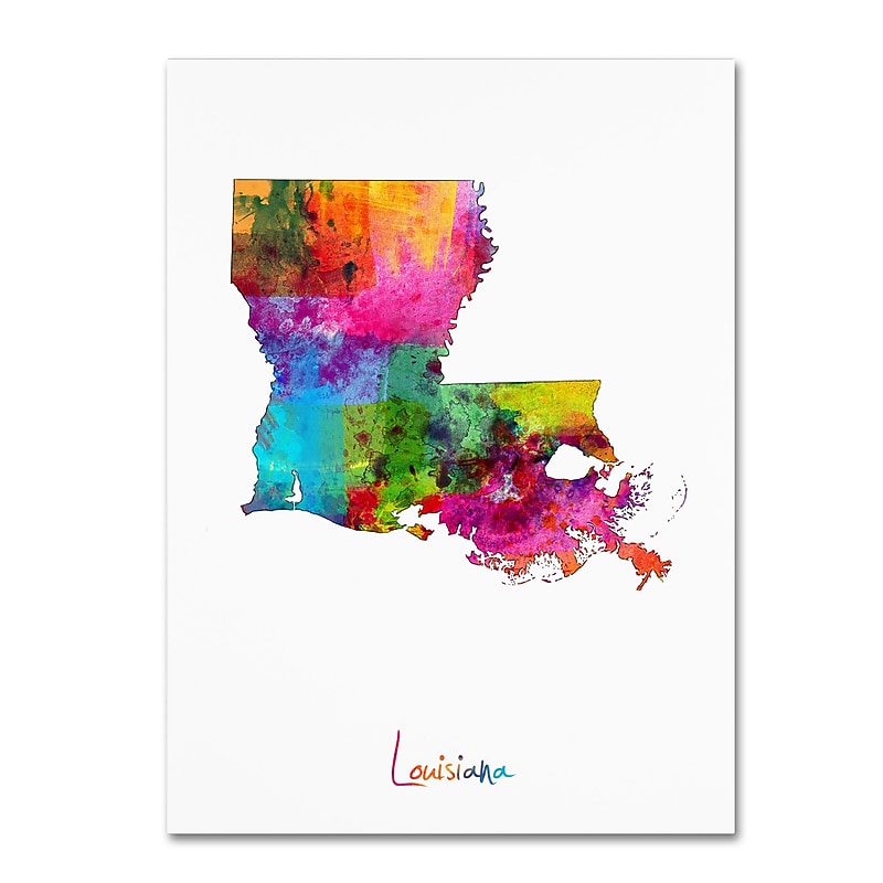 Trademark Fine Art ''Louisiana Map'' by Michael Tompsett 24" x 32" Canvas Art (MT0693-C2432GG) image 1