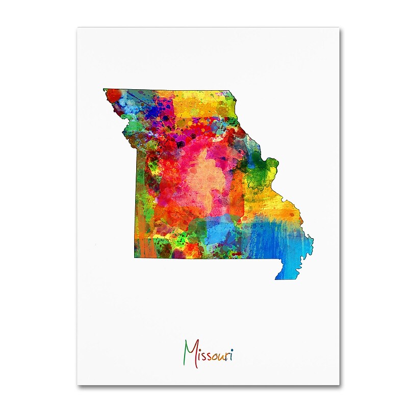 Trademark Fine Art ''Missouri Map'' by Michael Tompsett 24" x 32" Canvas Art (MT0695-C2432GG) image 1