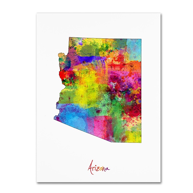 Trademark Fine Art ''Arizona Map'' by Michael Tompsett 35" x 47" Canvas Art (MT0698-C3547GG) image 1