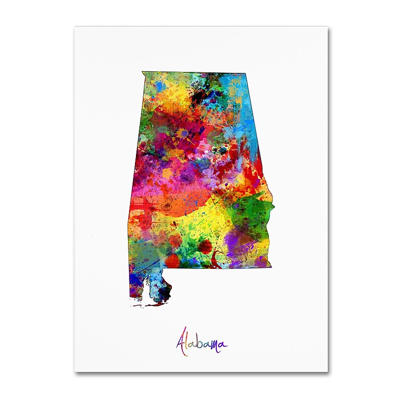 Trademark Fine Art ''Alabama Map'' by Michael Tompsett 35" x 47" Canvas Art (MT0699-C3547GG) image 1