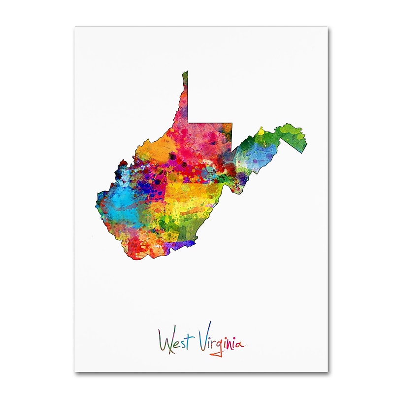 Trademark Fine Art ''West Virginia Map'' by Michael Tompsett 24" x 32" Canvas Art (MT0700-C2432GG) image 1