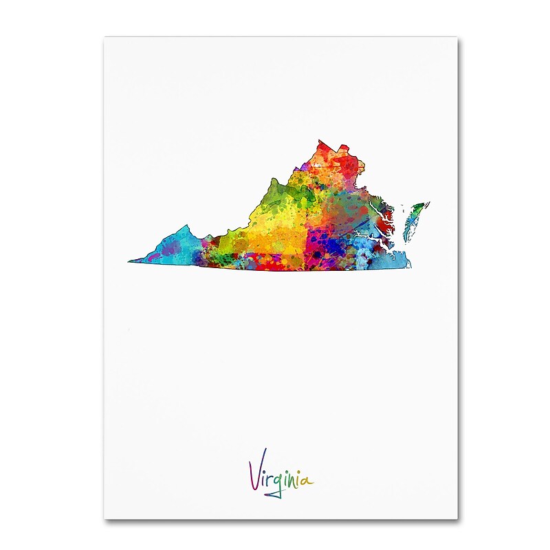 Trademark Fine Art ''Virginia Map'' by Michael Tompsett 24" x 32" Canvas Art (MT0703-C2432GG) image 1