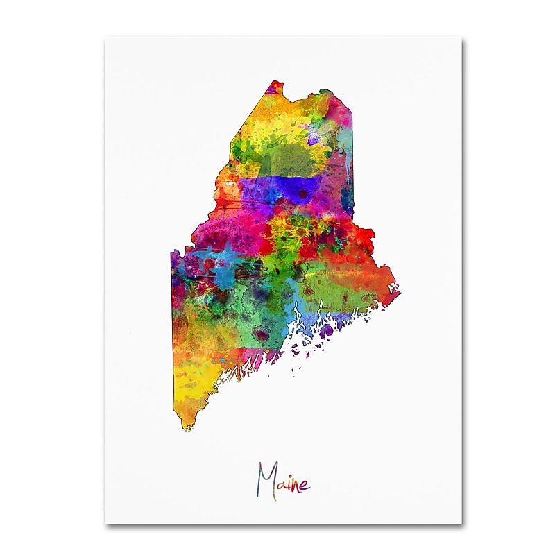 Trademark Fine Art ''Maine Map'' by Michael Tompsett 35" x 47" Canvas Art (MT0704-C3547GG) image 1