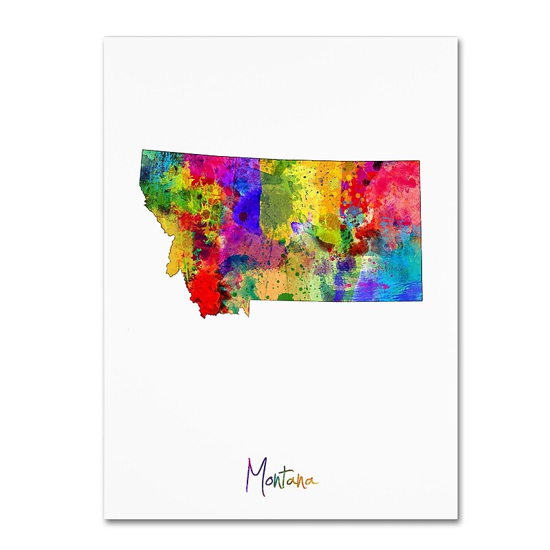 Trademark Fine Art ''Montana Map'' by Michael Tompsett 14" x 19" Canvas Art (MT0705-C1419GG) image 1