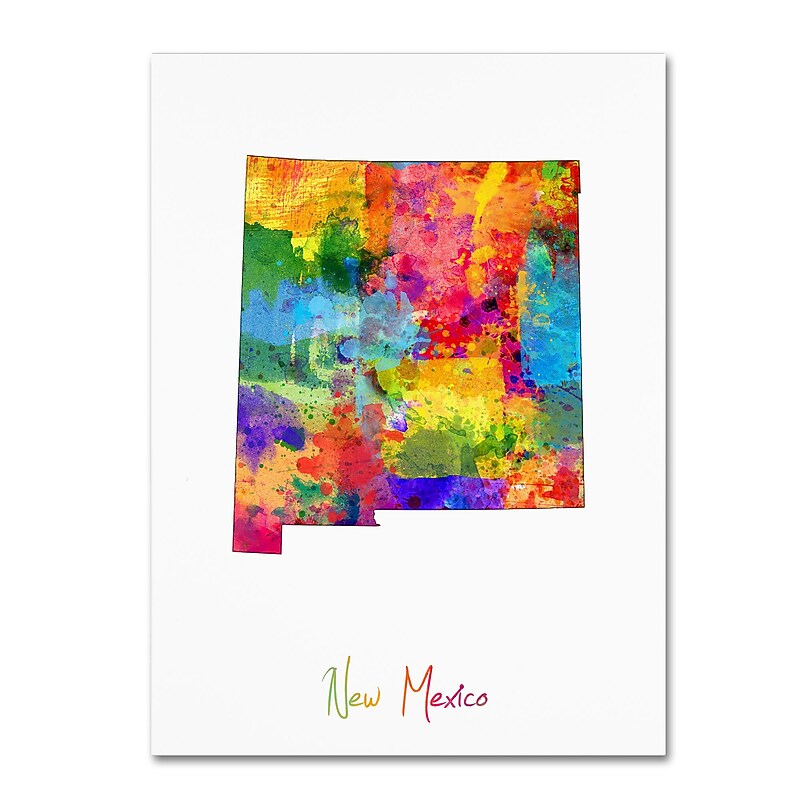 Trademark Fine Art ''New Mexico Map'' by Michael Tompsett 24" x 32" Canvas Art (MT0706-C2432GG) image 1