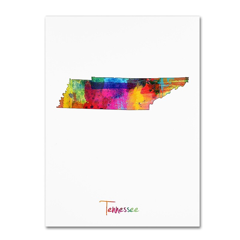 Trademark Fine Art ''Tennessee Map'' by Michael Tompsett 24" x 32" Canvas Art (MT0707-C2432GG) image 1