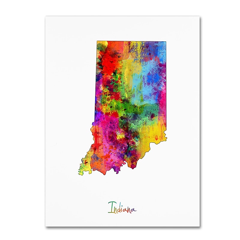 Trademark Fine Art ''Indiana Map'' by Michael Tompsett 35" x 47" Canvas Art (MT0708-C3547GG) image 1