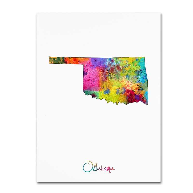 Trademark Fine Art ''Oklahoma Map'' by Michael Tompsett 24" x 32" Canvas Art (MT0710-C2432GG) image 1