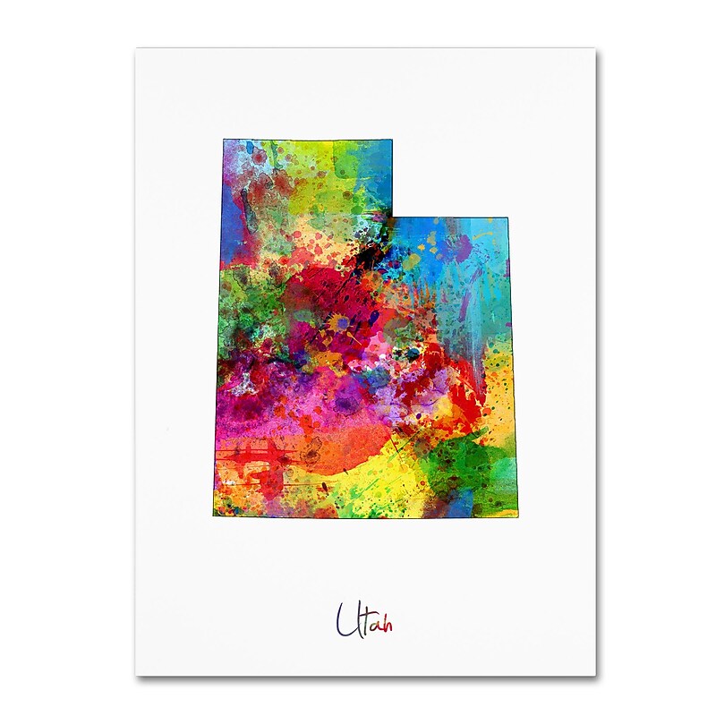 Trademark Fine Art ''Utah Map'' by Michael Tompsett 24" x 32" Canvas Art (MT0713-C2432GG) image 1