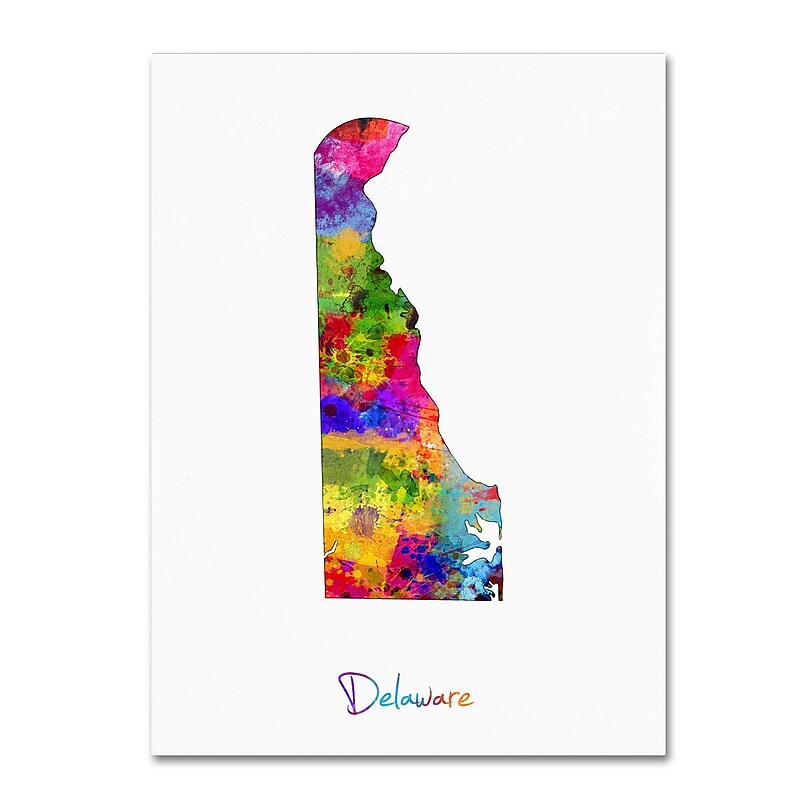 Trademark Fine Art ''Delaware Map'' by Michael Tompsett 24" x 32" Canvas Art (MT0714-C2432GG) image 1