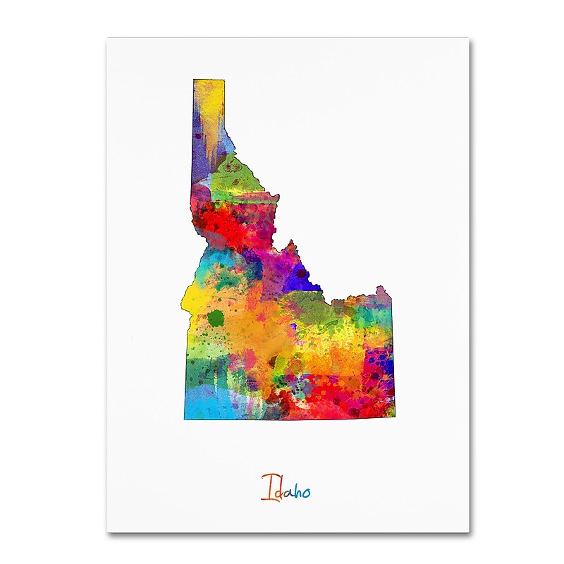 Trademark Fine Art ''Idaho Map'' by Michael Tompsett 24" x 32" Canvas Art (MT0717-C2432GG) image 1
