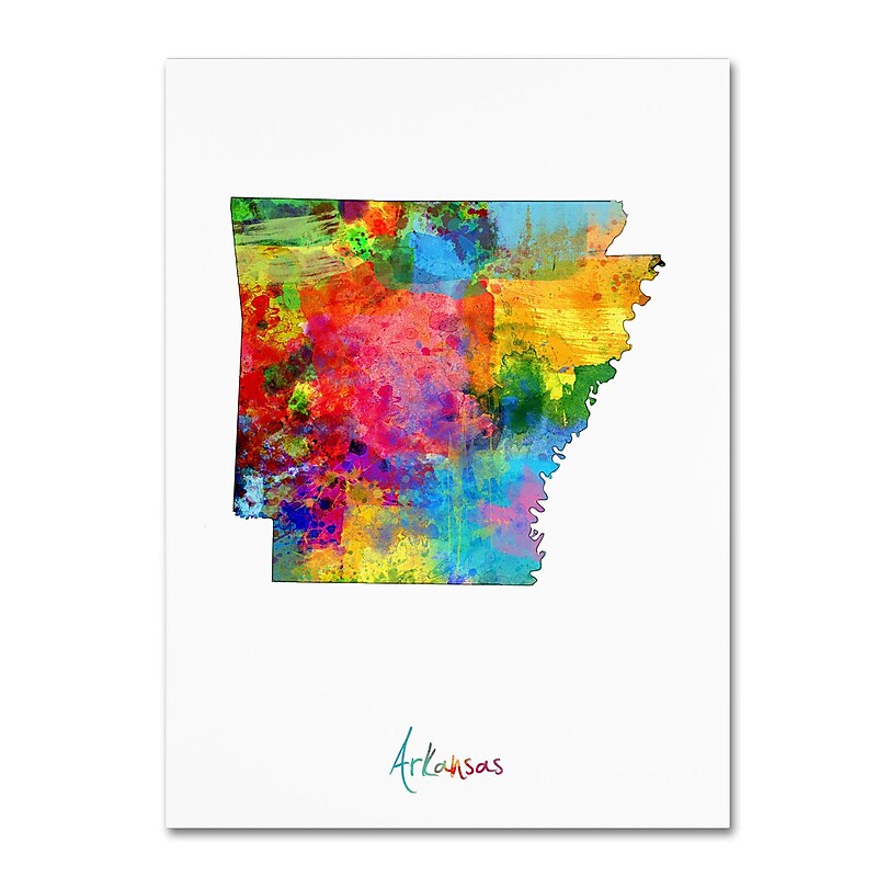 Trademark Fine Art ''Arkansas Map'' by Michael Tompsett 24" x 32" Canvas Art (MT0718-C2432GG) image 1