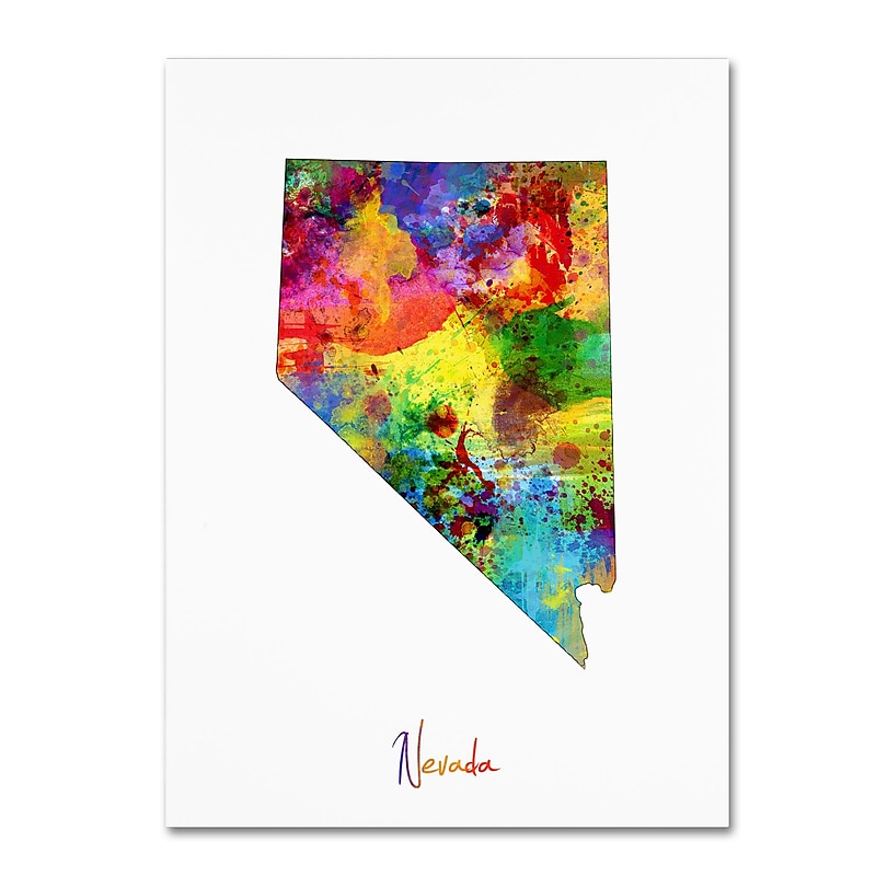 Trademark Fine Art ''Nevada Map'' by Michael Tompsett 24" x 32" Canvas Art (MT0719-C2432GG) image 1