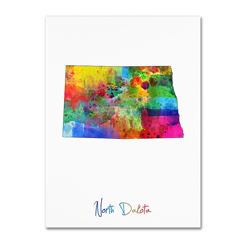 Trademark Fine Art ''North Dakota Map'' by Michael Tompsett 35" x 47" Canvas Art (MT0720-C3547GG) image 1