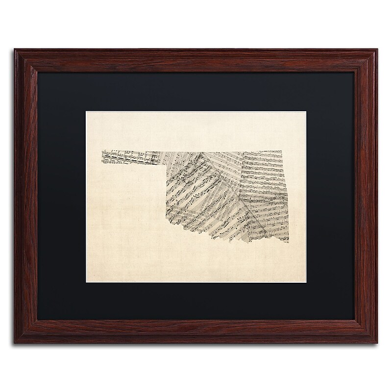 Trademark Fine Art ''Old Sheet Music Map of Oklahoma'' by Michael Tompsett 16" x 20" Wood Frame (MT0756-W1620BMF) image 1