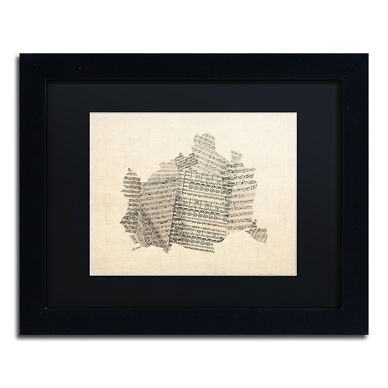 Trademark Fine Art ''Old Sheet Music Map of Vienna'' by Michael Tompsett 11"x14" Black Frame (MT0757-B1114BMF) image 1