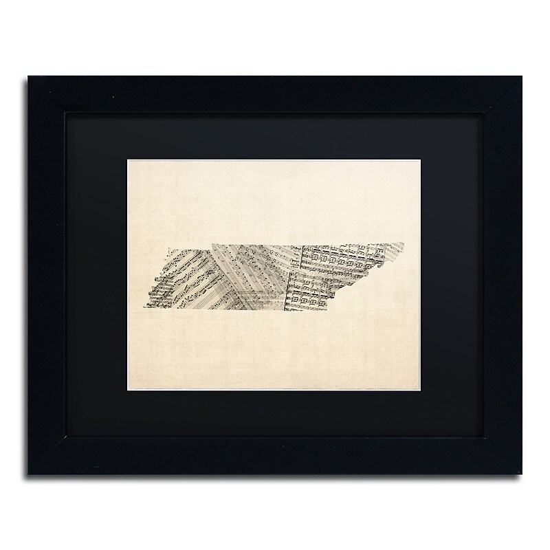 Trademark Fine Art ''Old Sheet Music Map of Tennessee'' by Michael Tompsett 11"x14" Black Frame (MT0758-B1114BMF) image 1