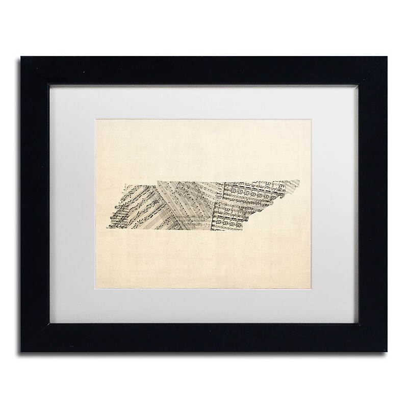Trademark Fine Art ''Old Sheet Music Map of Tennessee'' by Michael Tompsett 11"x14" Black Frame (MT0758-B1114MF) image 1