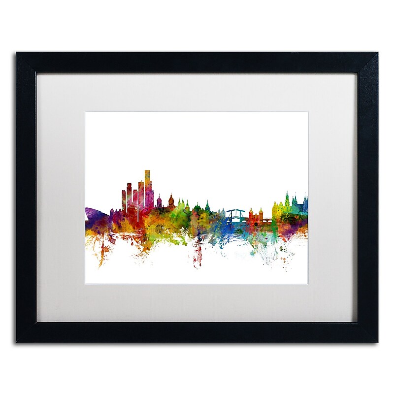 Trademark Fine Art ''Amsterdam Skyline II'' by Michael Tompsett 16" x 20" White Matted Black Frame (MT0760-B1620MF) image 1
