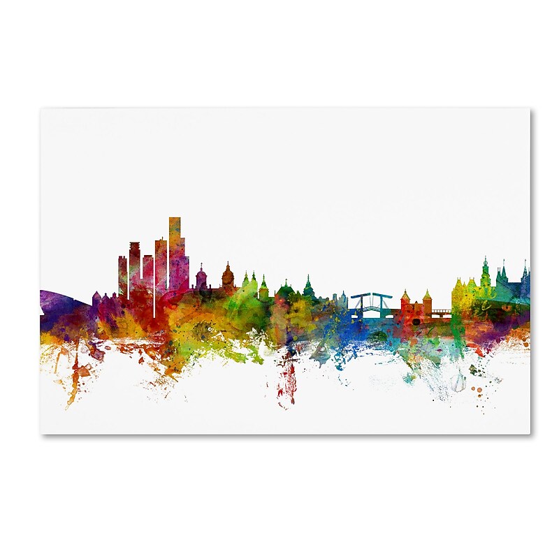Trademark Fine Art ''Amsterdam The Netherlands Skyline'' by Michael Tompsett 12" x 19" Canvas Art (MT0760-C1219GG) image 1