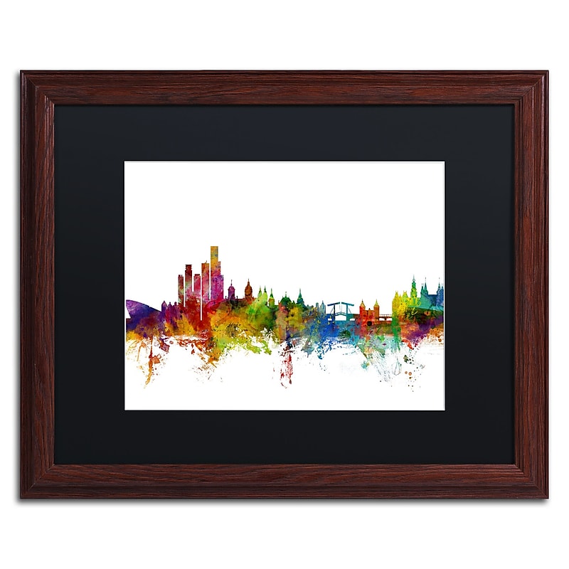 Trademark Fine Art ''Amsterdam Skyline II'' by Michael Tompsett 16" x 20" Black Matted Wood Frame (MT0760-W1620BMF) image 1