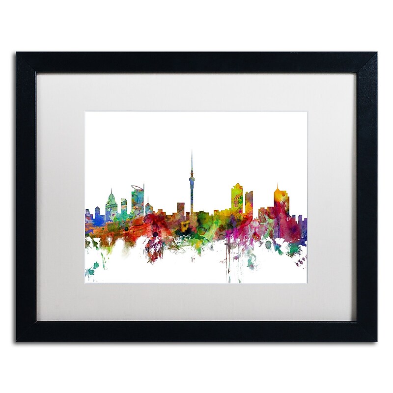 Trademark Fine Art ''Auckland New Zealand Skyline'' by Michael Tompsett 16" x 20" Black Frame (MT0761-B1620MF) image 1