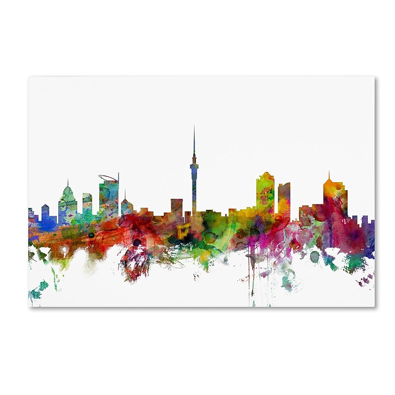 Trademark Fine Art ''Auckland New Zealand Skyline'' by Michael Tompsett 30" x 47" Canvas Art (MT0761-C3047GG) image 1
