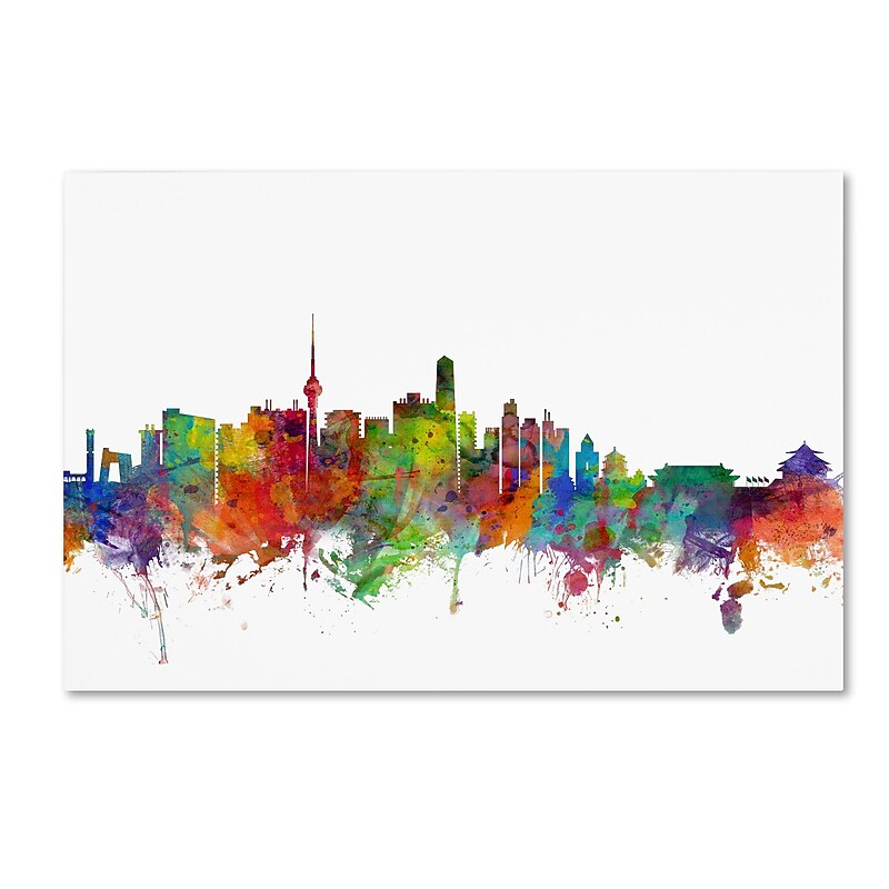 Trademark Fine Art ''Beijing China Skyline'' by Michael Tompsett 12" x 19" Canvas Art (MT0762-C1219GG) image 1