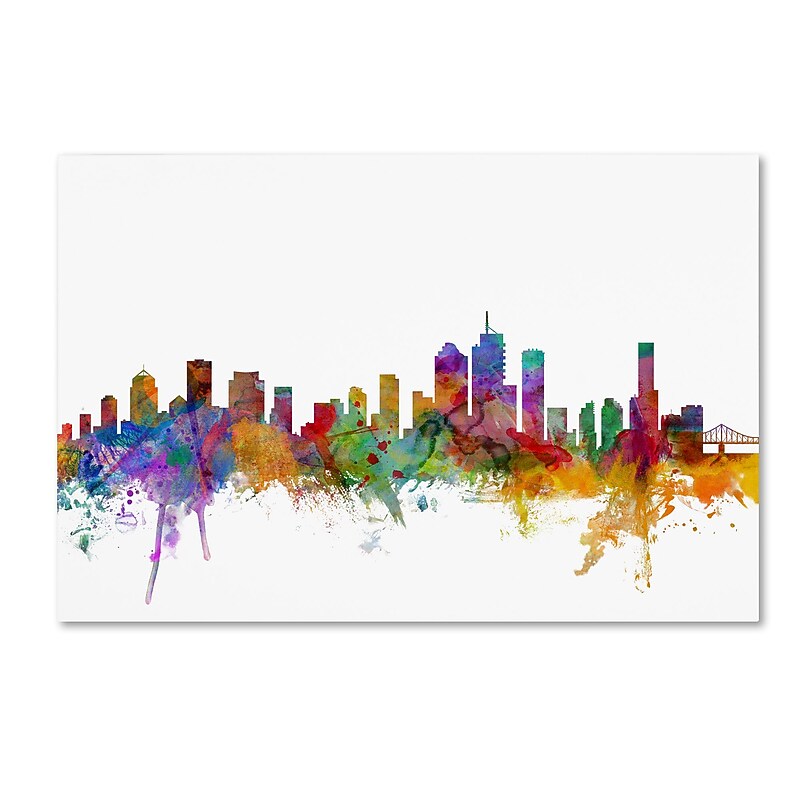 Trademark Fine Art ''Brisbane Australia Skyline'' by Michael Tompsett 12" x 19" Canvas Art (MT0765-C1219GG) image 1