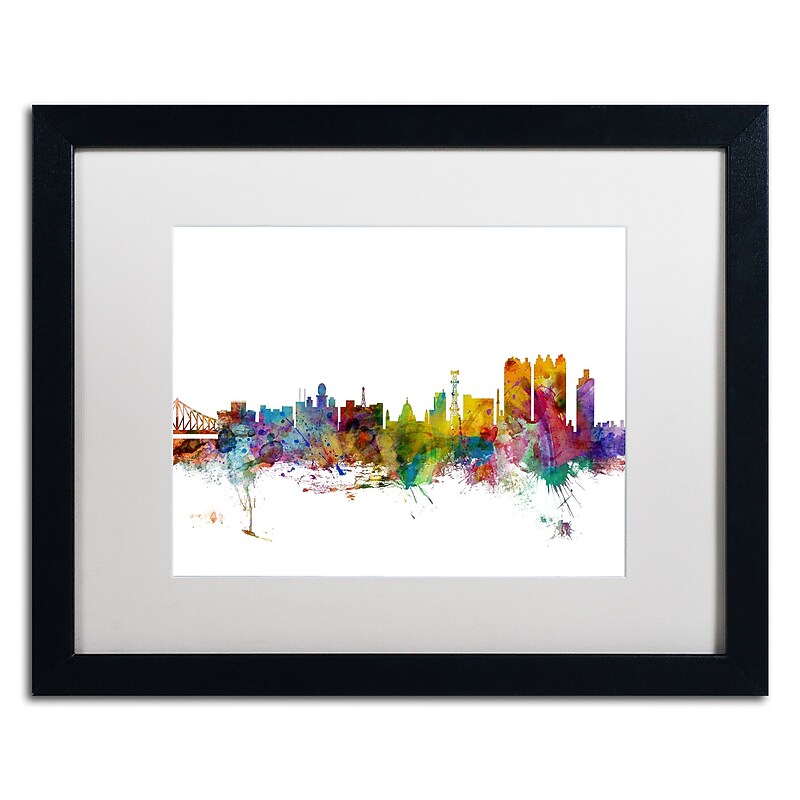 Trademark Fine Art ''Calcutta India Skyline'' by Michael Tompsett 16" x 20" White Matted Black Frame (MT0766-B1620MF) image 1