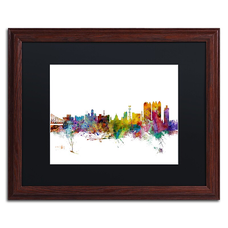 Trademark Fine Art ''Calcutta India Skyline'' by Michael Tompsett 16" x 20" Black Matted Wood Frame (MT0766-W1620BMF) image 1