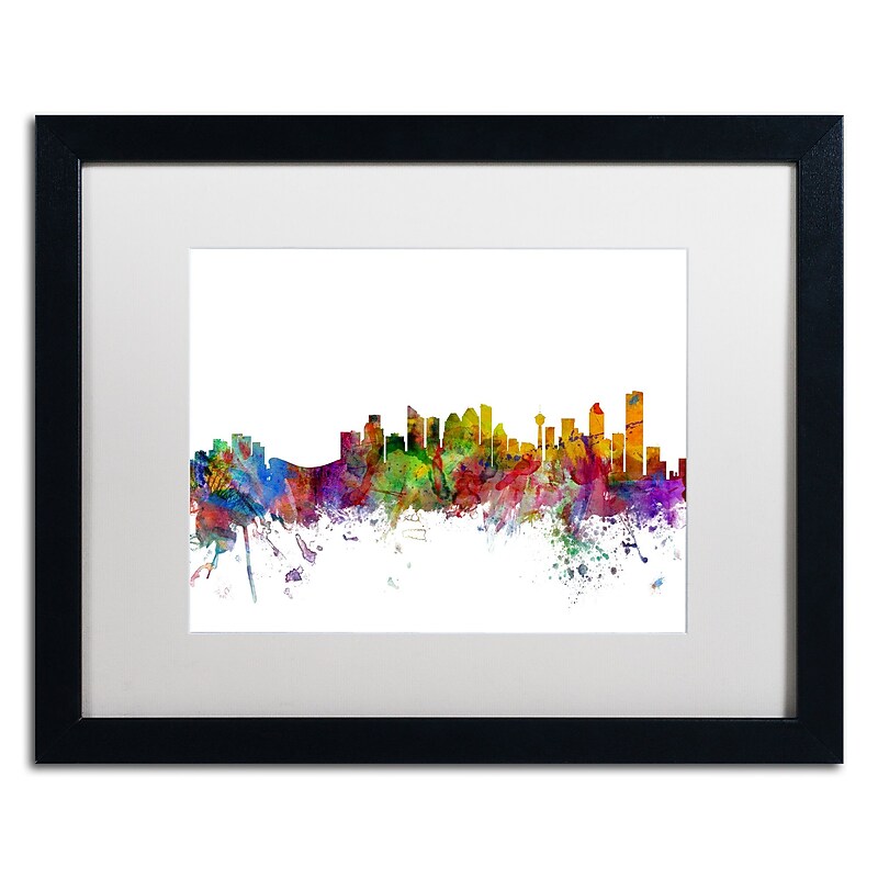 Trademark Fine Art ''Calgary Canada Skyline'' by Michael Tompsett 16" x 20" White Matted Black Frame (MT0767-B1620MF) image 1