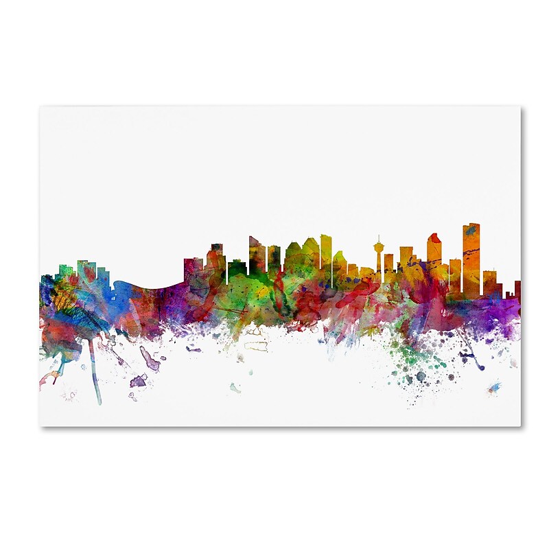 Trademark Fine Art ''Calgary Canada Skyline'' by Michael Tompsett 30" x 47" Canvas Art (MT0767-C3047GG) image 1