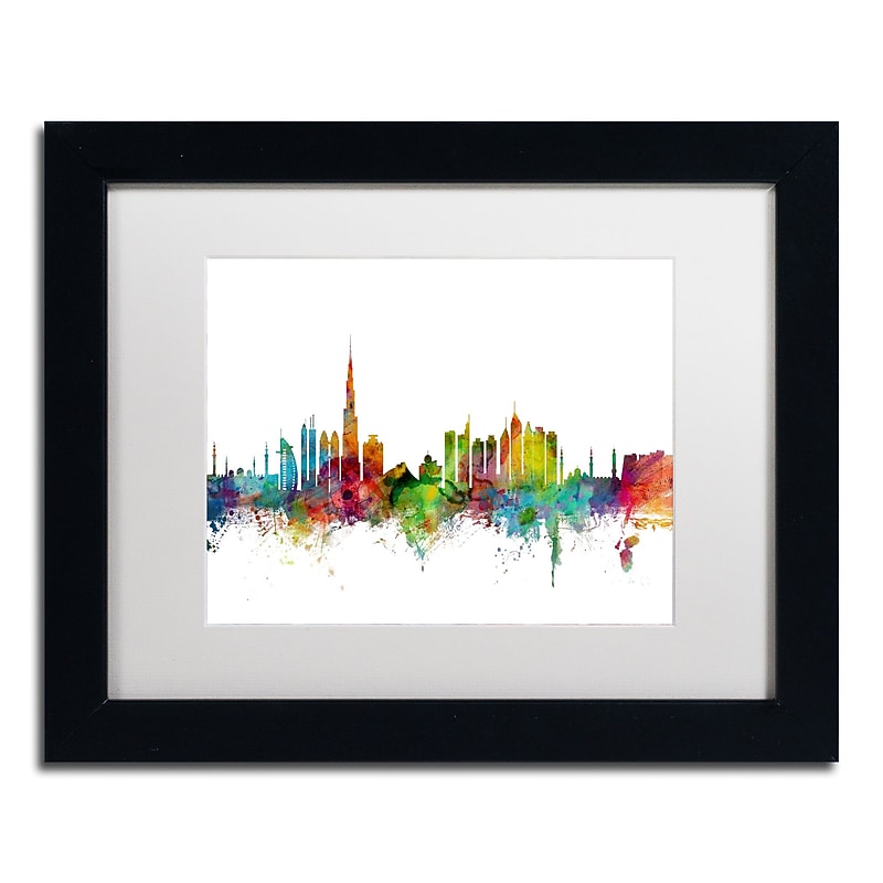 Trademark Fine Art ''Dubai Skyline'' by Michael Tompsett 11" x 14" White Matted Black Frame (MT0771-B1114MF) image 1
