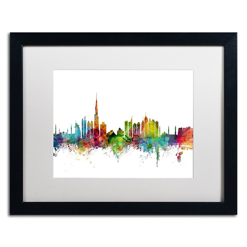 Trademark Fine Art ''Dubai Skyline'' by Michael Tompsett 16" x 20" White Matted Black Frame (MT0771-B1620MF) image 1