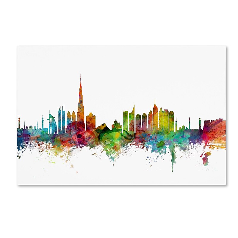 Trademark Fine Art ''Dubai Skyline'' by Michael Tompsett 16" x 24" Canvas Art (MT0771-C1624GG) image 1