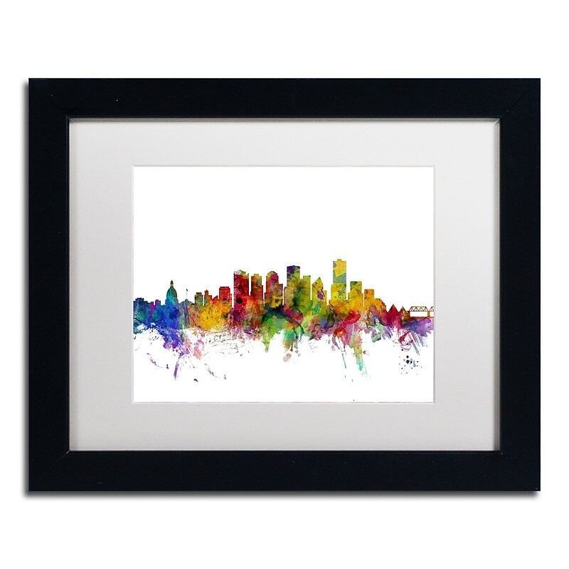 Trademark Fine Art ''Edmonton Canada Skyline'' by Michael Tompsett 11" x 14" Black Frame (MT0772-B1114MF) image 1