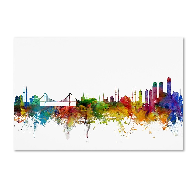 Trademark Fine Art ''Istanbul Turkey Skyline'' by Michael Tompsett 12" x 19" Canvas Art (MT0773-C1219GG) image 1