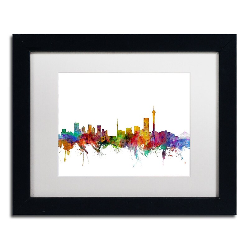 Trademark Fine Art ''Johannesburg South Africa Skyline'' by Michael Tompsett 11" x 14"  Black Frame (MT0774-B1114MF) image 1