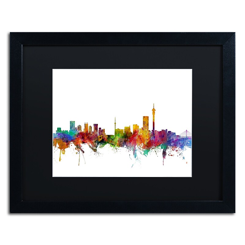 Trademark Fine Art ''Johannesburg South Africa Skyline'' by Michael Tompsett 16" x 20" Black Frame (MT0774-B1620BMF) image 1