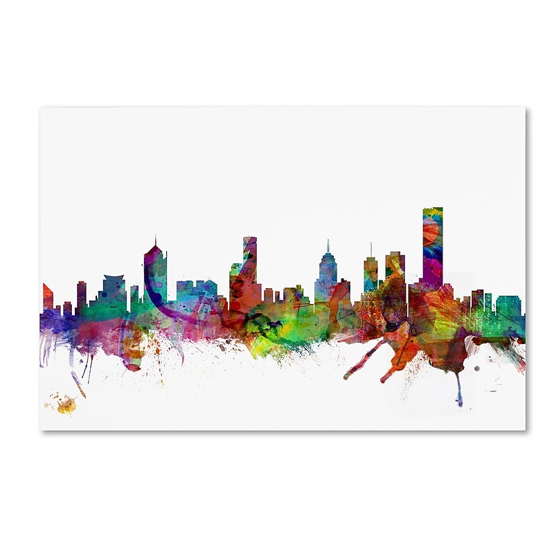 Trademark Fine Art ''Melbourne Skyline'' by Michael Tompsett 22" x 32" Canvas Art (MT0776-C2232GG) image 1