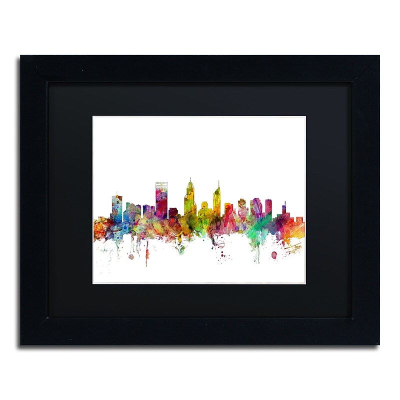 Trademark Fine Art ''Perth Australia Skyline'' by Michael Tompsett 11" x 14"Black Frame (MT0780-B1114BMF) image 1