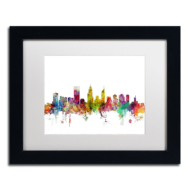 Trademark Fine Art ''Perth Australia Skyline'' by Michael Tompsett 11" x 14" Black Frame (MT0780-B1114MF) image 1
