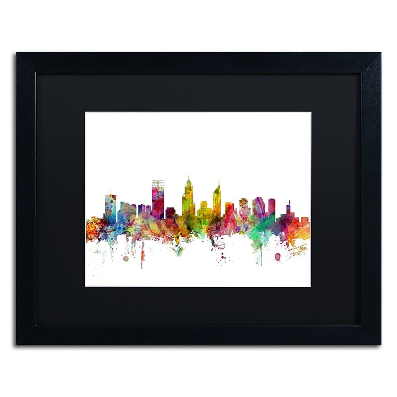 Trademark Fine Art ''Perth Australia Skyline'' by Michael Tompsett 16" x 20" Black Matted Black Frame (MT0780-B1620BMF) image 1