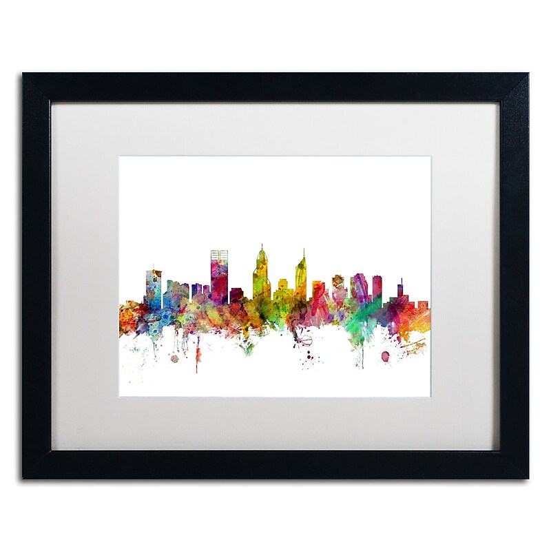 Trademark Fine Art ''Perth Australia Skyline'' by Michael Tompsett 16" x 20" White Matted Black Frame (MT0780-B1620MF) image 1