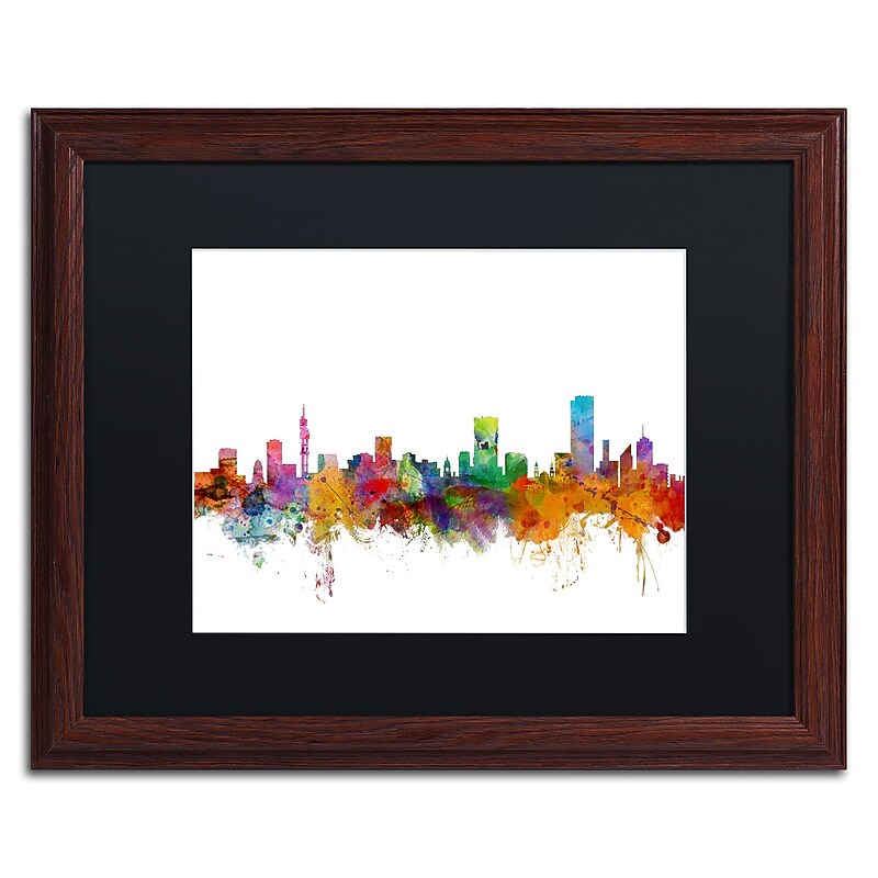 Trademark Fine Art ''Pretoria South Africa Skyline'' by Michael Tompsett 16" x 20" Black Matted Wood Frame (MT0781-W1620BMF) image 1