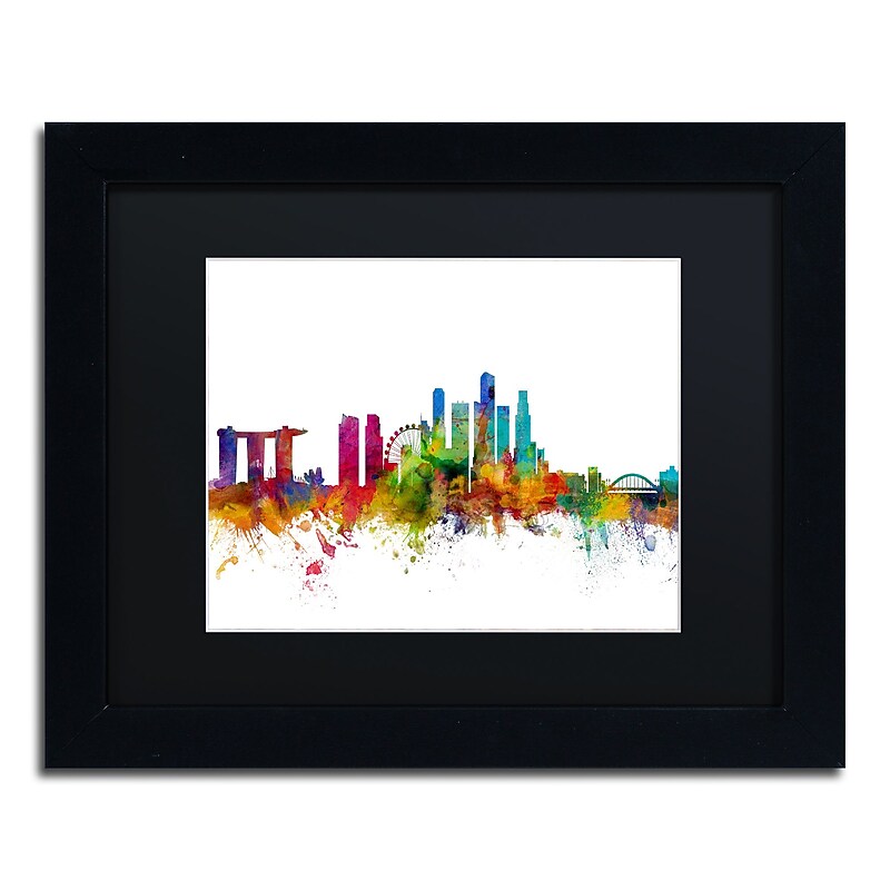 Trademark Fine Art ''Singapore Skyline II'' by Michael Tompsett 11" x 14"Black Frame (MT0783-B1114BMF) image 1
